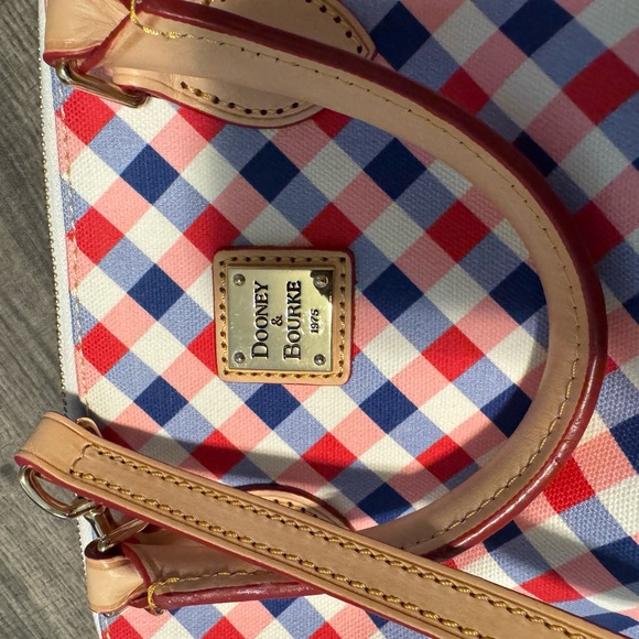 Dooney & Bourke Red and Blue Plaid Satchel - Picture 2 of 7